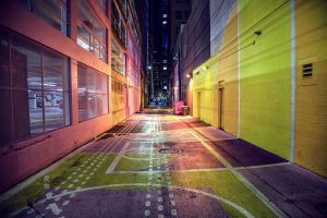 Colourful basketball alley